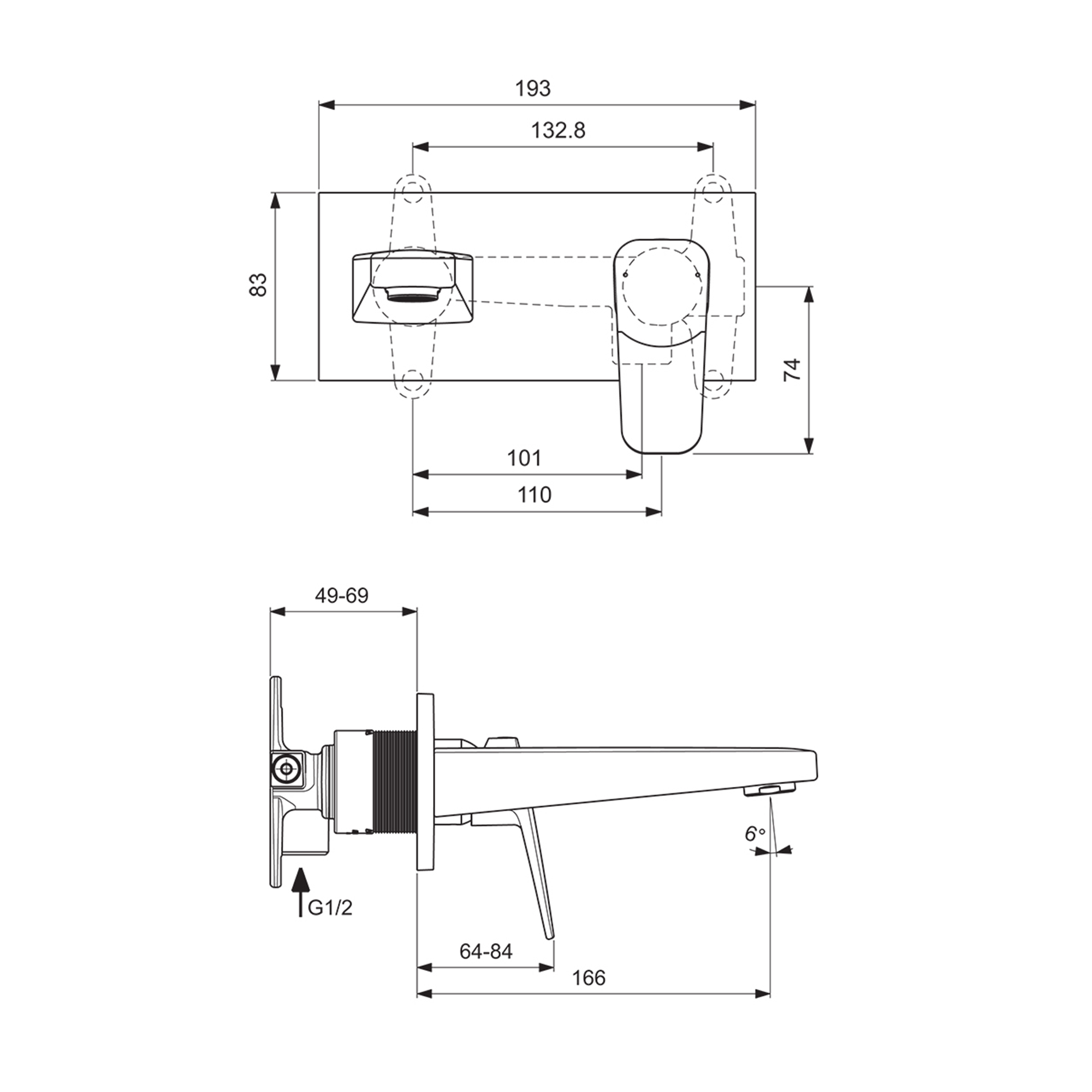 Ideal Standard Ceraplan Wall Mounted Basin Mixer Tap