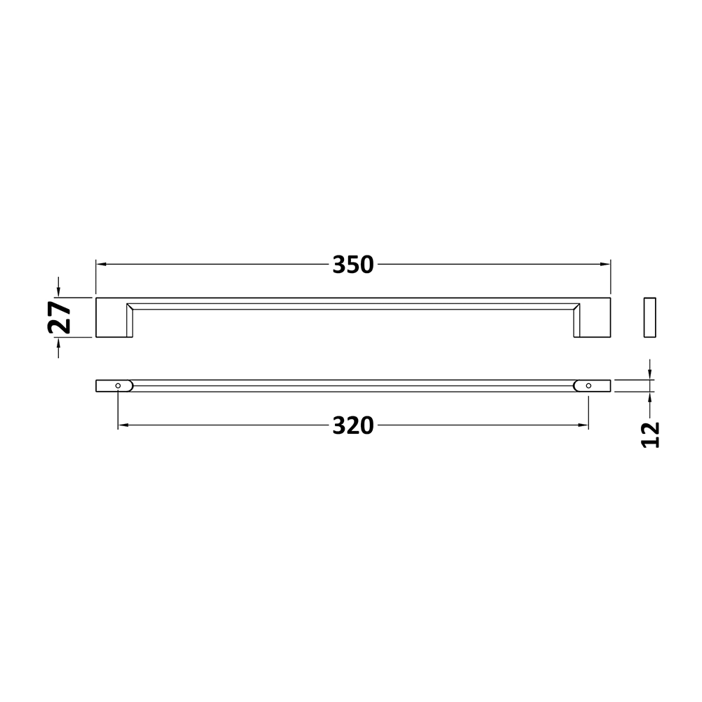 Drench Chrome Large D Furniture Handle - 320mm Centres