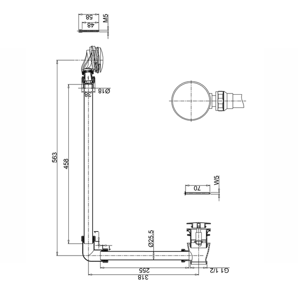 Britton Bathrooms Exposed Bath Overflow with Click-Clack Waste