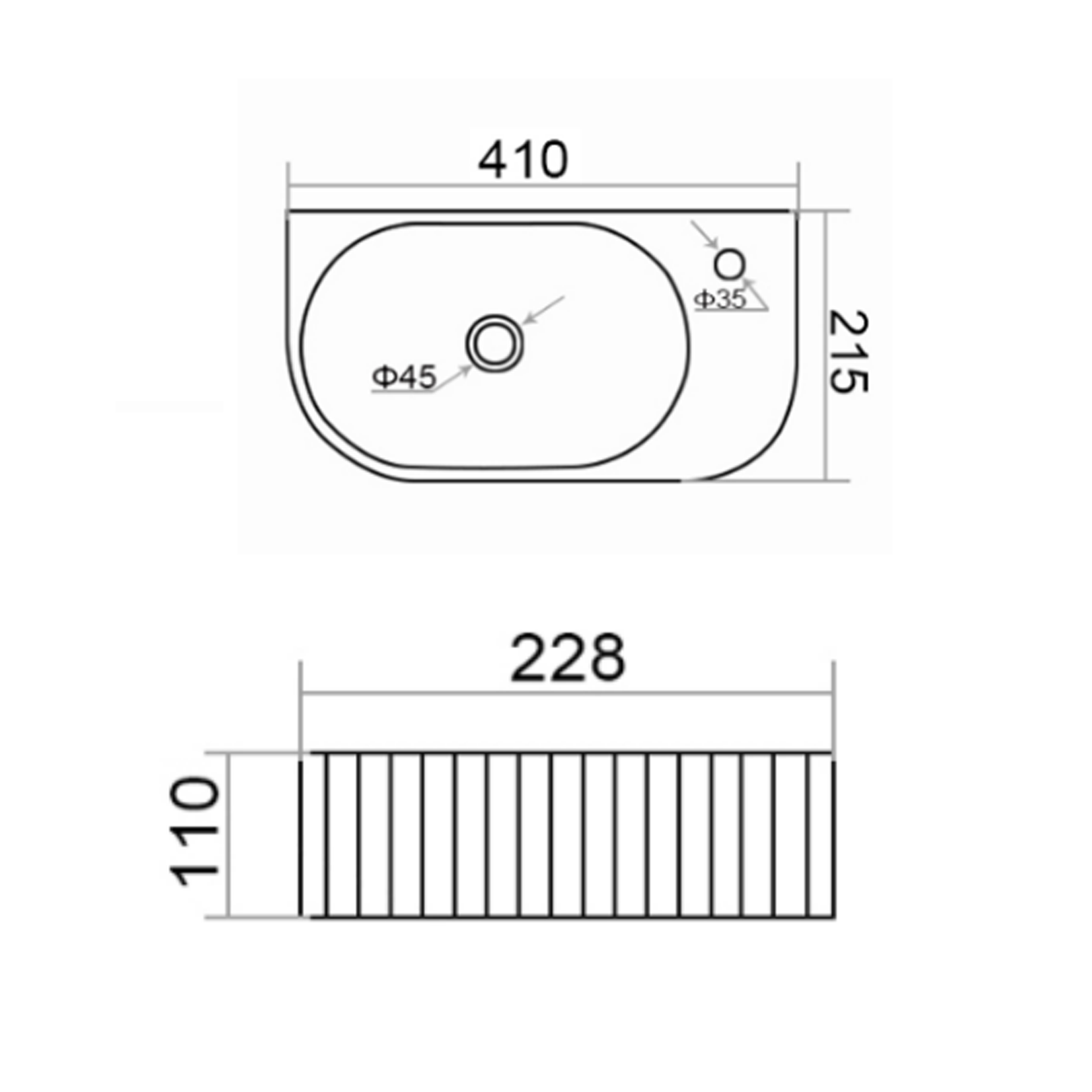 Drench Billy 400mm Fluted Wall Hung Cloakroom Basin