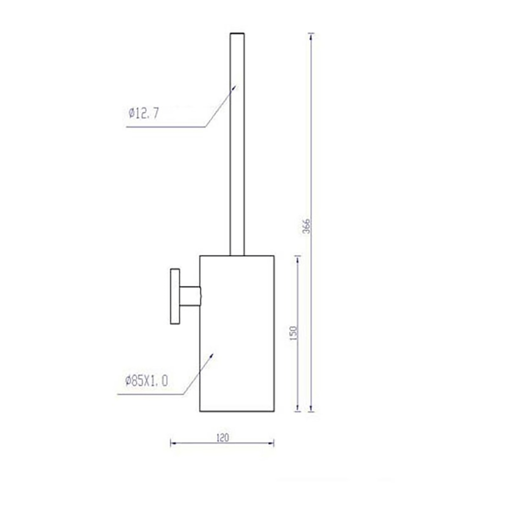 Inox Brushed Stainless Steel Wall Mounted Toilet Brush Holder