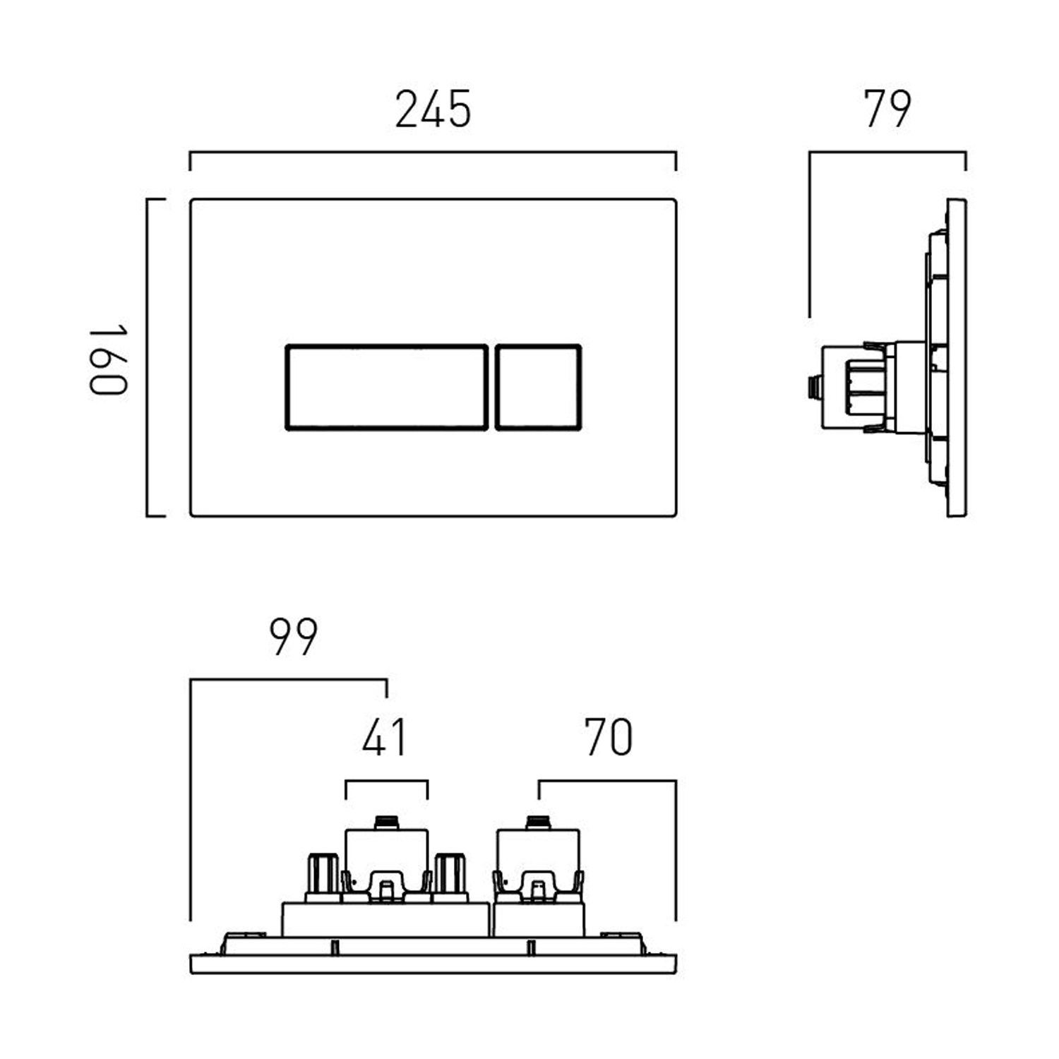 Vado Square Button Flush Plate