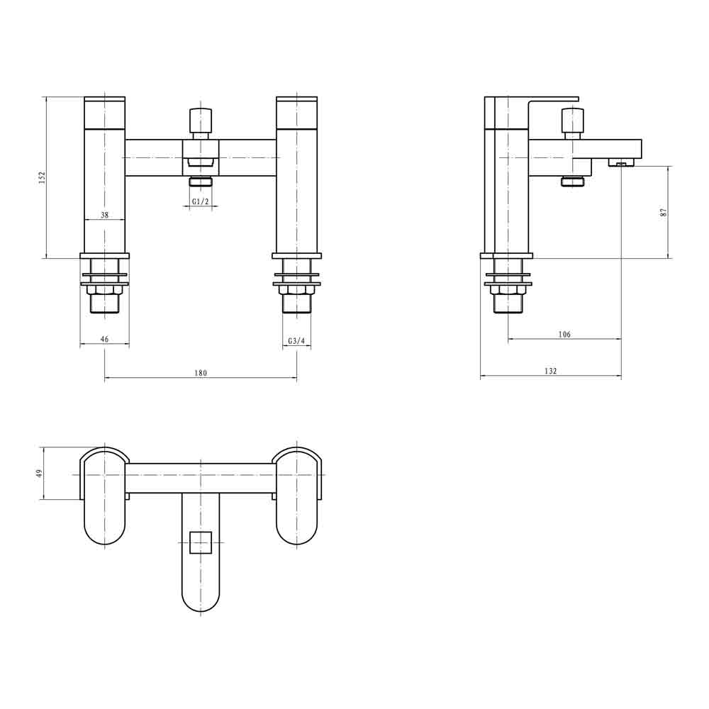 Vellamo George Bath Shower Mixer with Shower Kit
