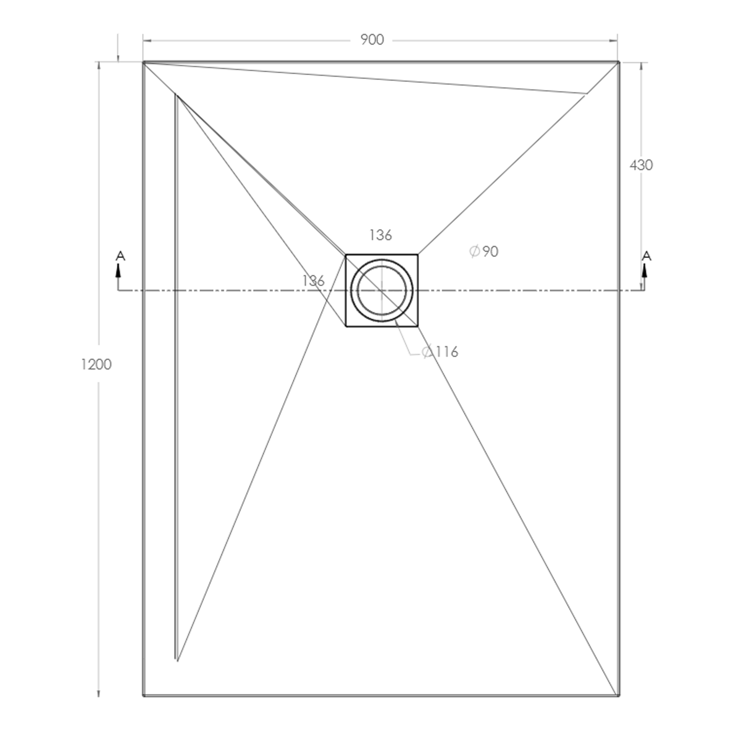 Drench Naturals Black Thin Slate-Effect Rectangular Shower Tray - 11 Sizes