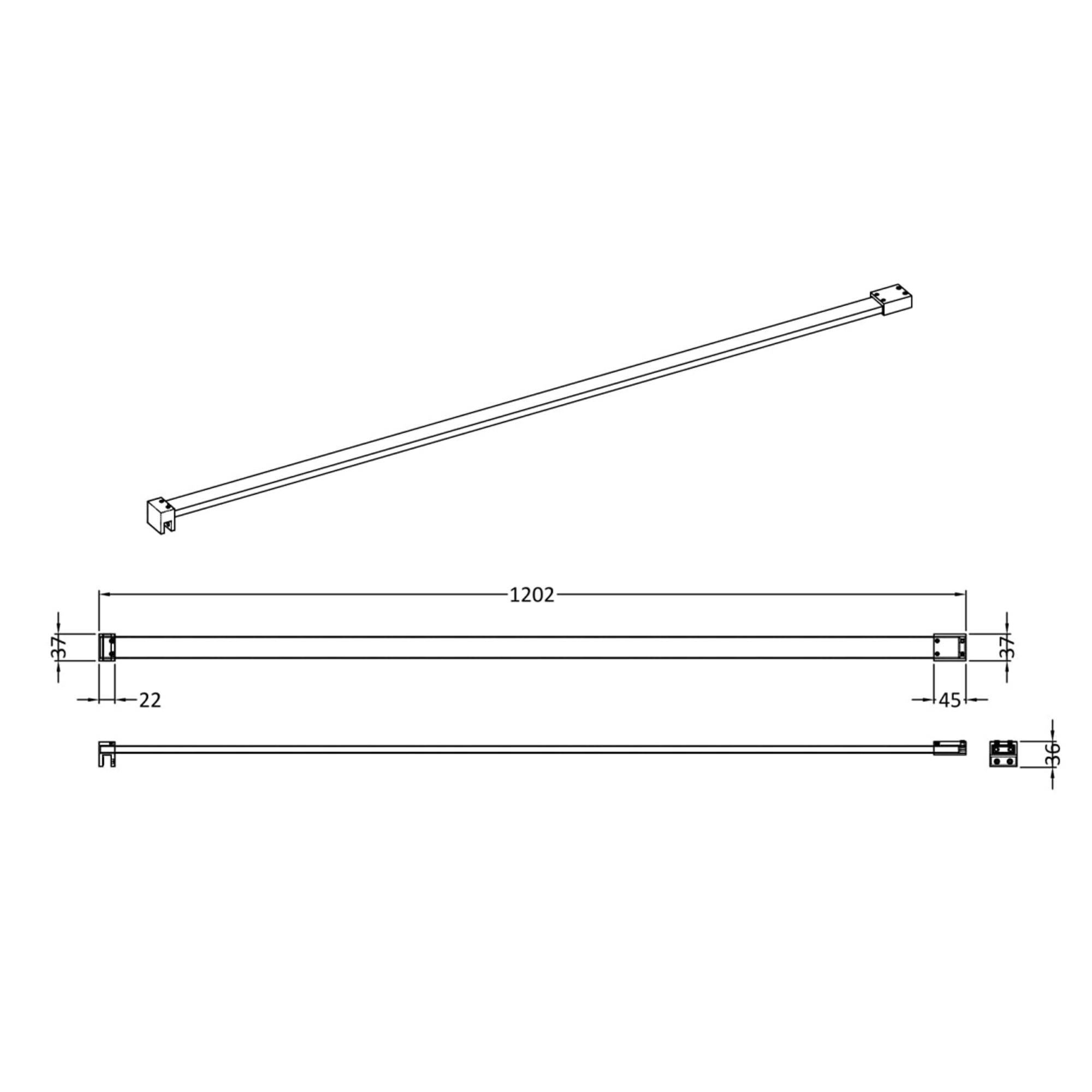 Harbour Flat Support Arm for Wetroom Panels