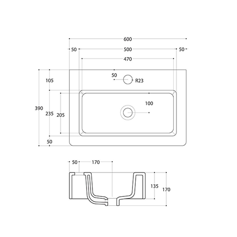 Crosswater Air Ceramic Basin - 600mm