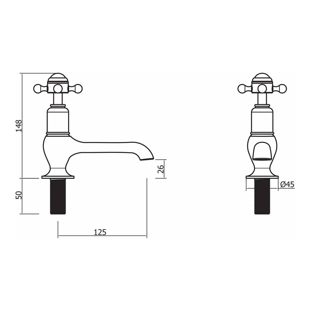 Crosswater Belgravia Crosshead Basin Pillar Taps