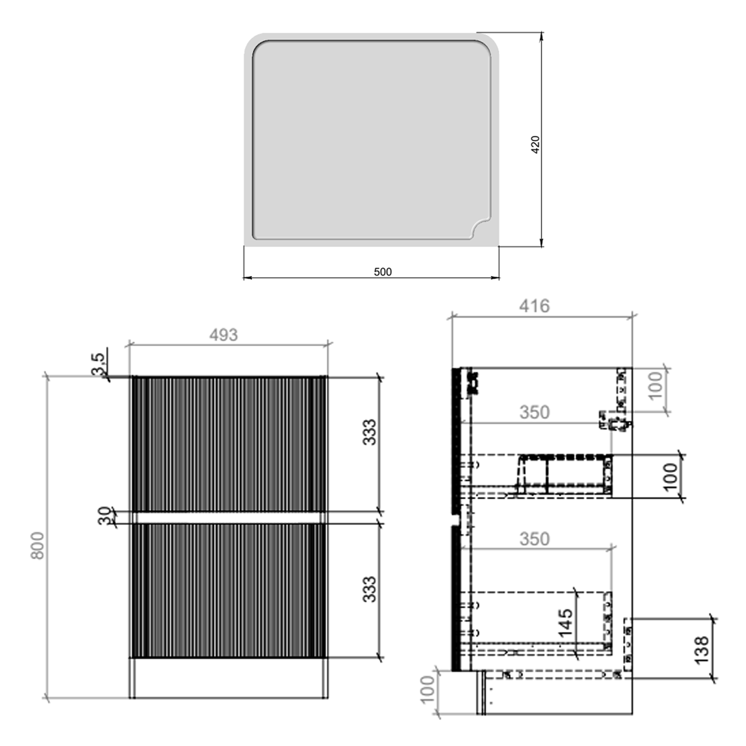 Drench Origin 500mm Fluted Floorstanding Vanity Unit & Countertop