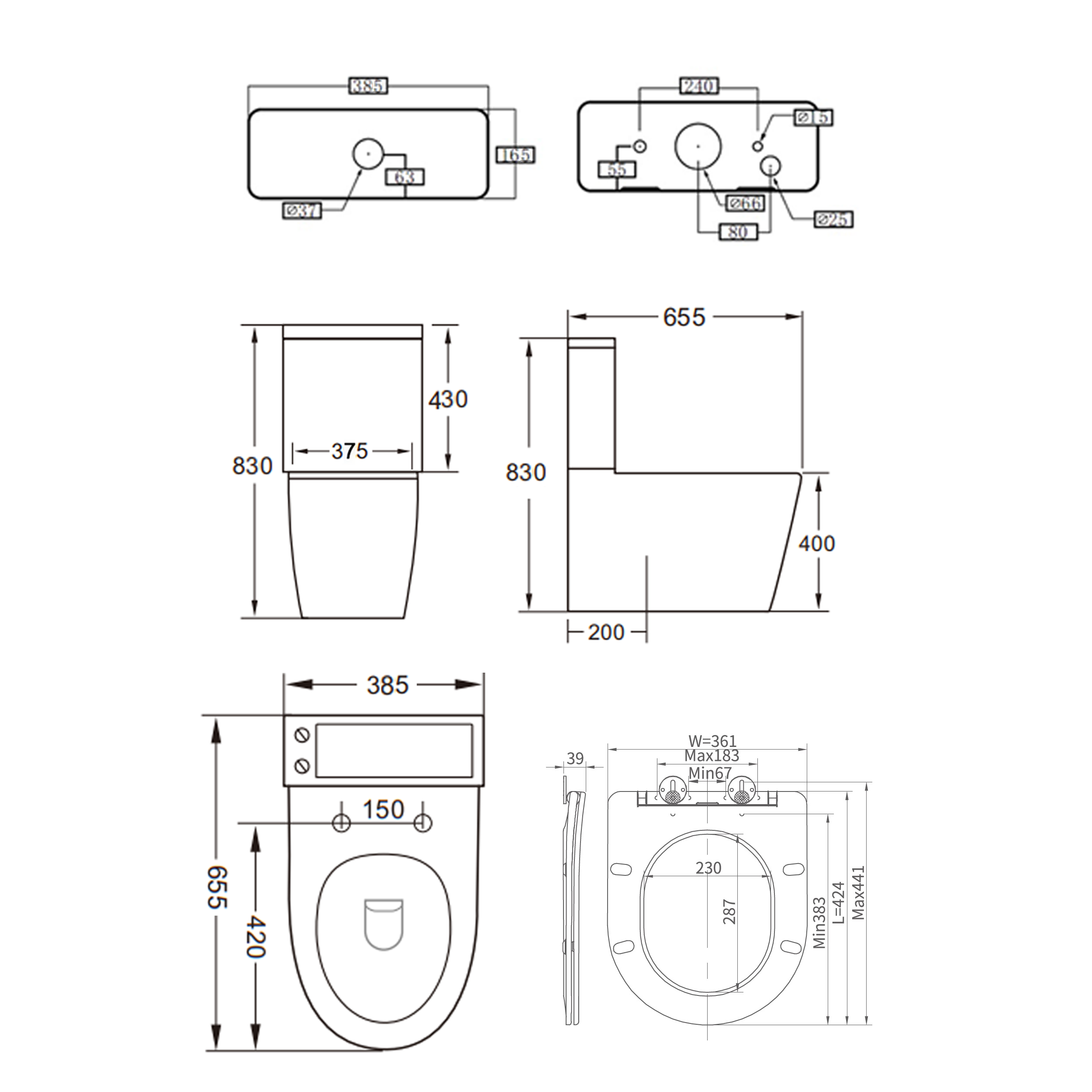 Harbour Clarity Rimless Back to Wall Close Coupled Toilet & Soft Close Seat