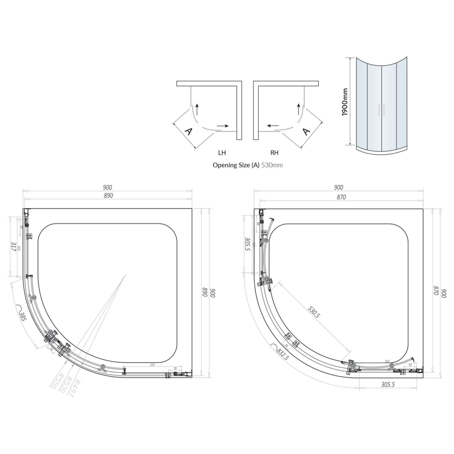 Harbour i6 Easy Clean Brushed Brass 6mm 2-Door Quadrant Shower Enclosure