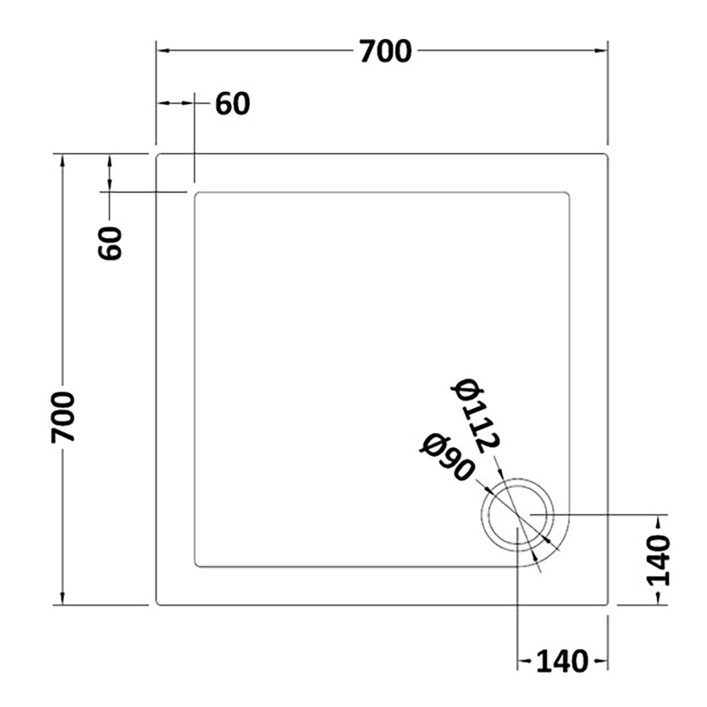 Drench MineralStone Low Profile Square Shower Tray