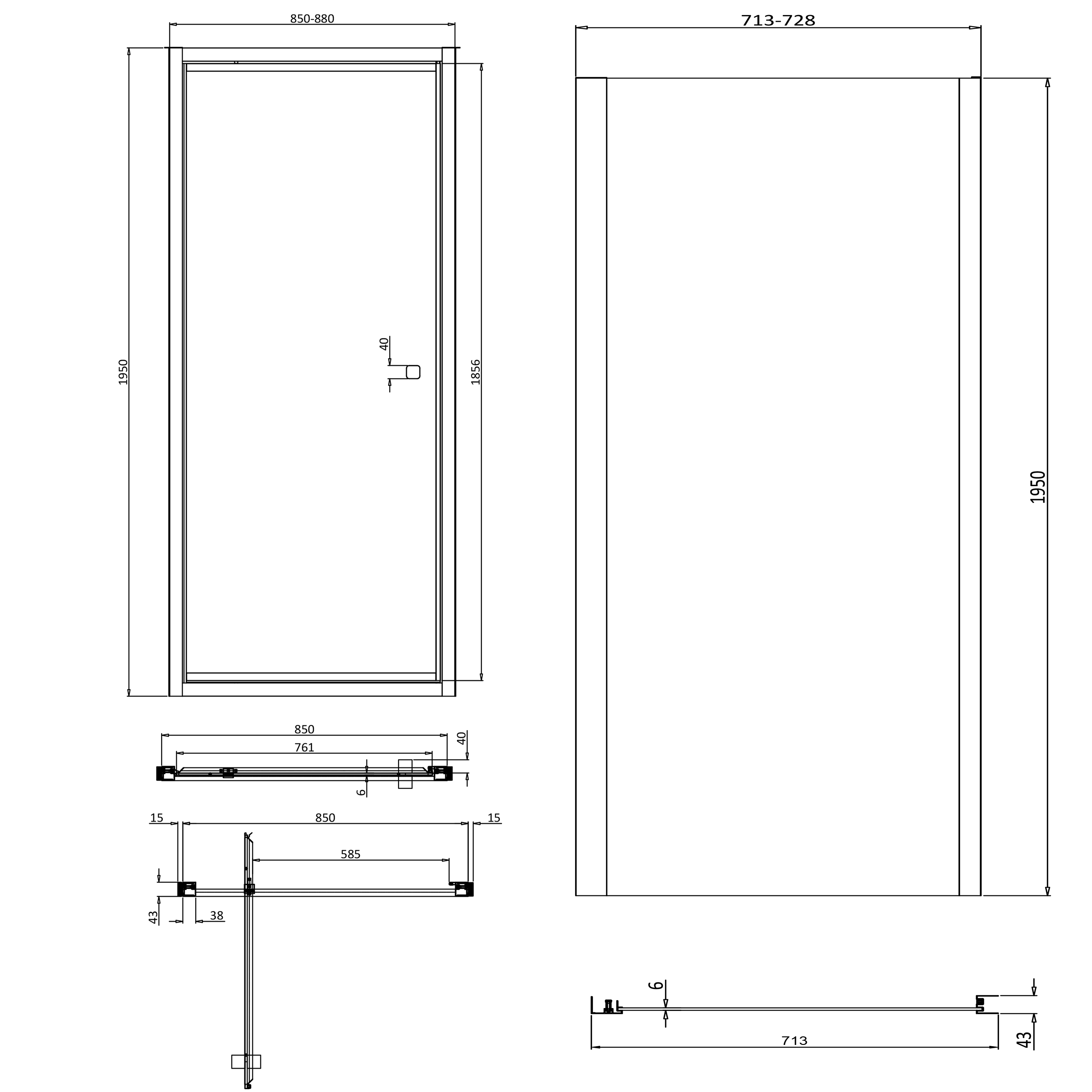 Crosswater Clear 6 6mm Brushed Stainless Steel Pivot Door & Optional Side Panel