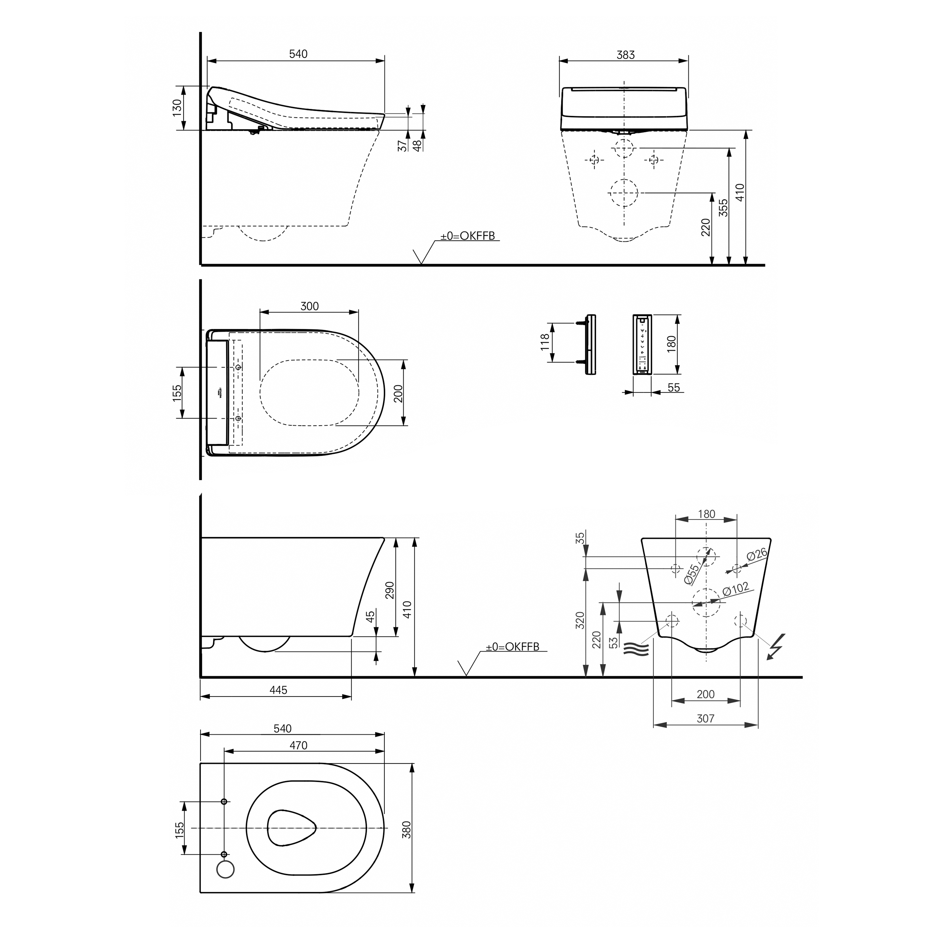 TOTO Washlet RG Rimless Wall Hung Smart Toilet with Soft Close Seat & Remote Control