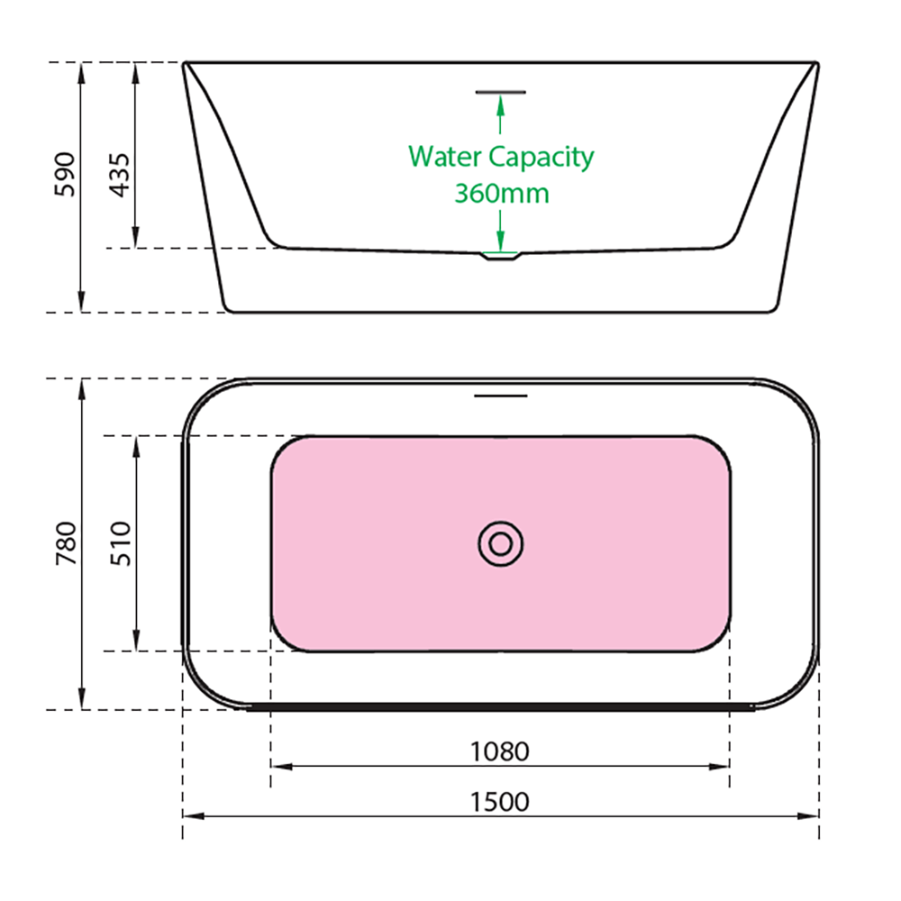 Charlotte Edwards Leda White Freestanding Bath - 1500 x 780mm