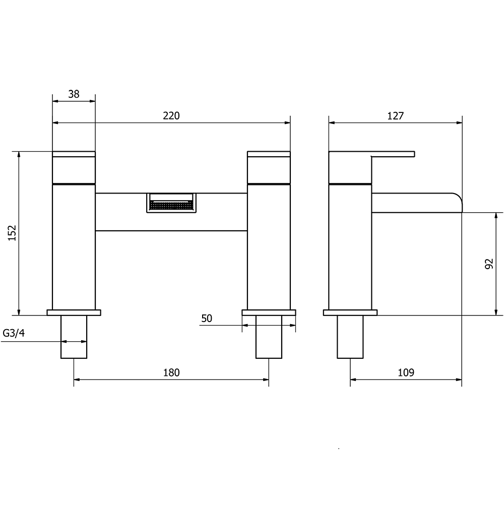 Vellamo Duke Waterfall Bath Mixer Tap