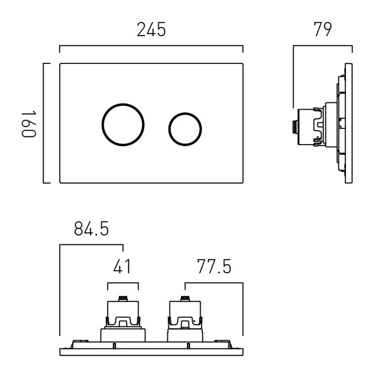 Booth & Co Axbridge Dual Flush Plate with Round Buttons