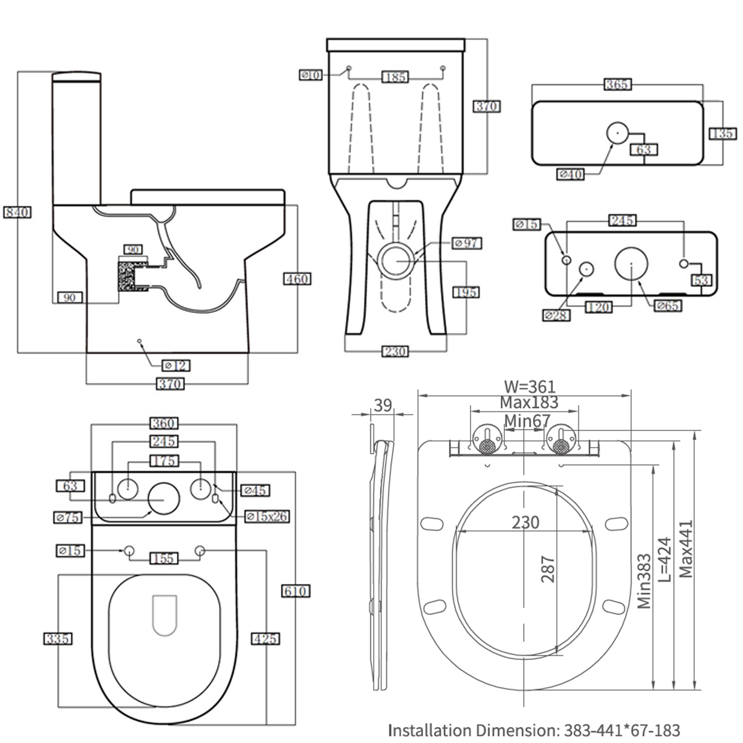 Lorraine Rimless Comfort Height Close Coupled Toilet & Soft Close Seat
