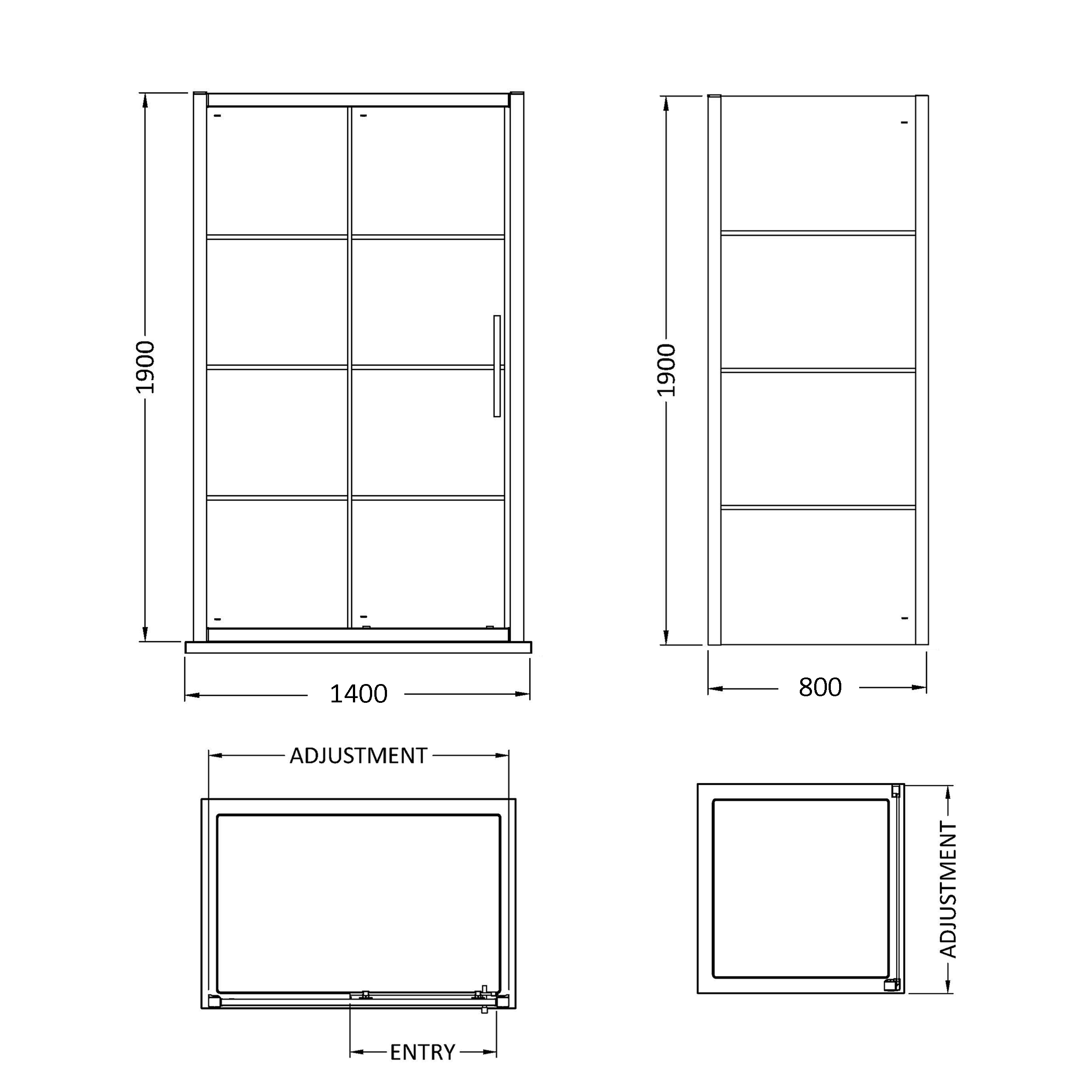 Vellamo City 8mm Framed Matt Black Easy Clean Sliding Shower Door