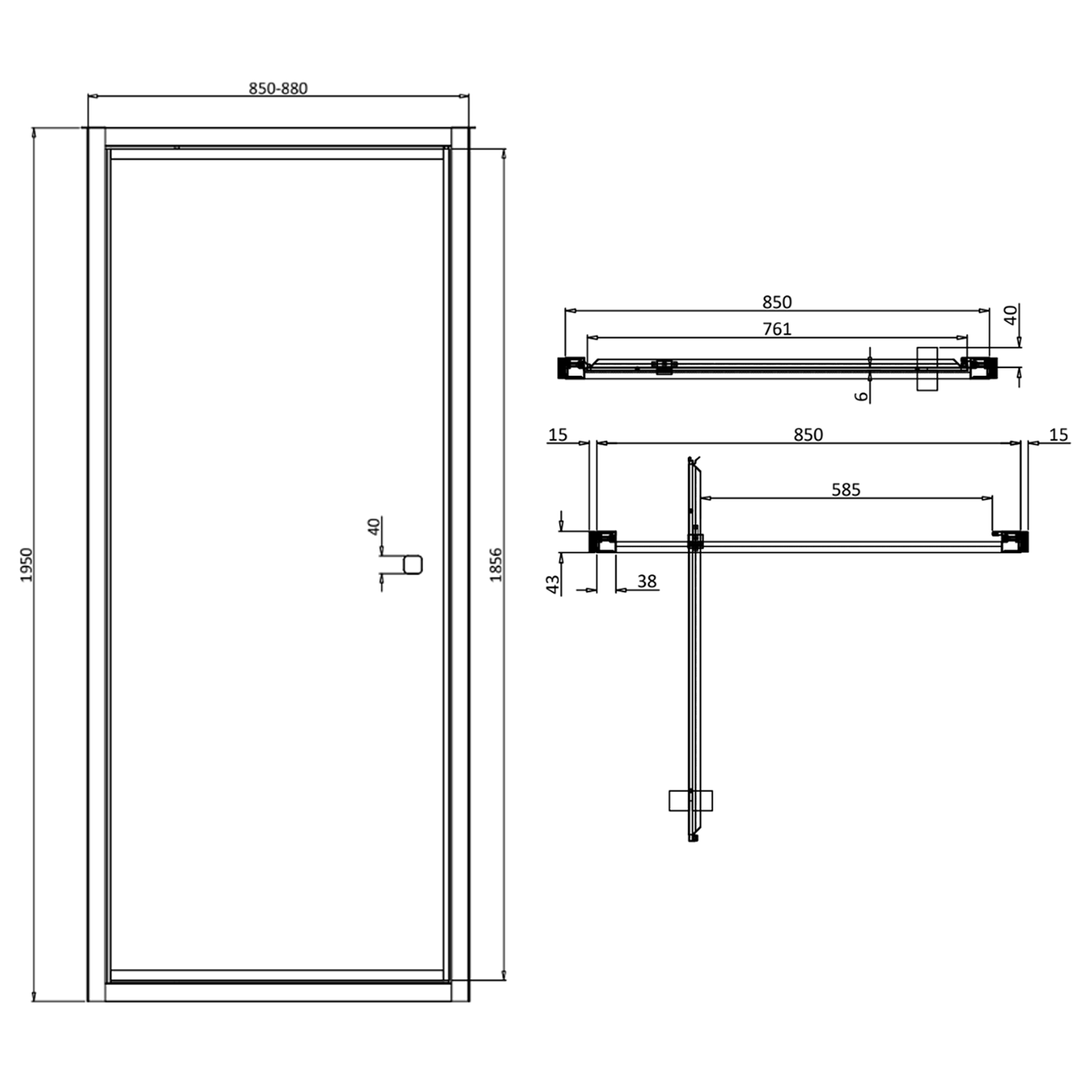 Crosswater Clear 6 6mm Brushed Brass Pivot Door & Optional Side Panel
