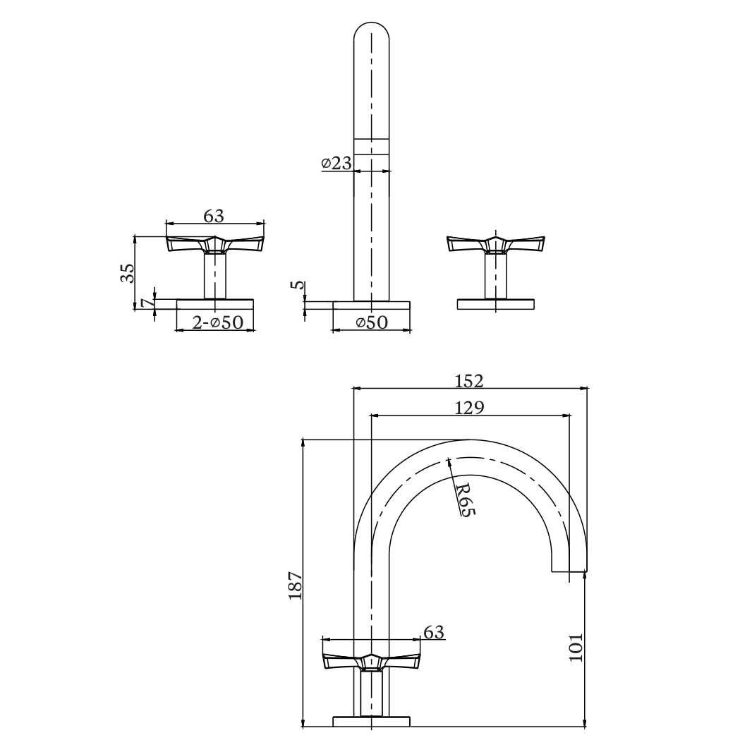 Burlington Riviera 3 Hole Basin Mixer Tap