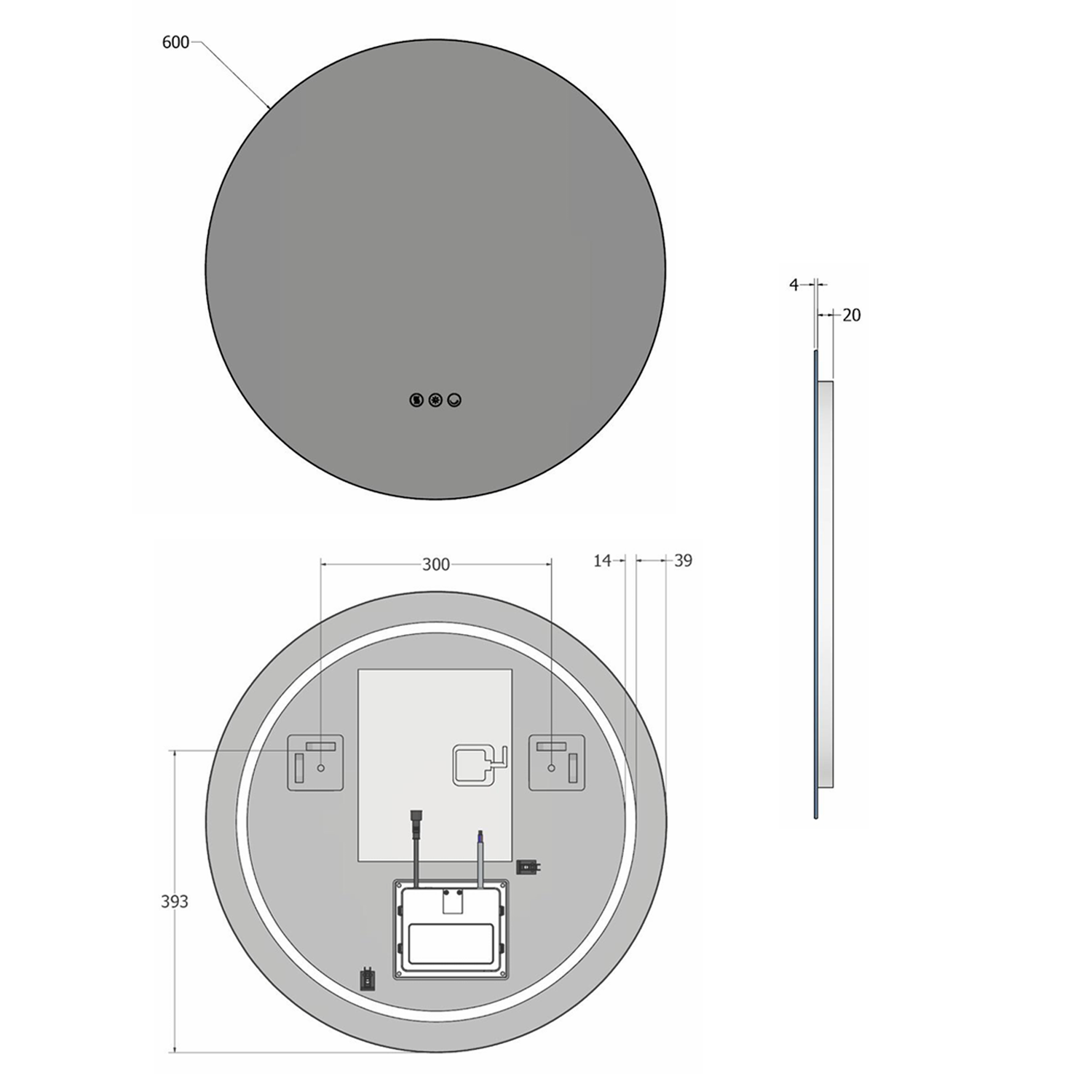 Origins Living Claris Round LED Illuminated Mirror with Demister Pad & Colour Change Lights