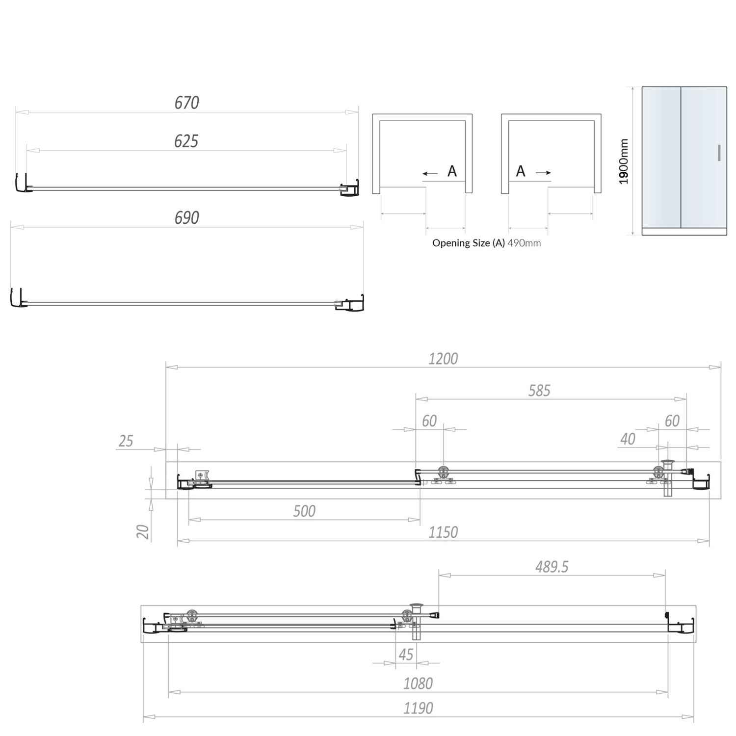 Harbour i6 Easy Clean Brushed Brass 6mm Sliding Shower Door & Optional Side Panel