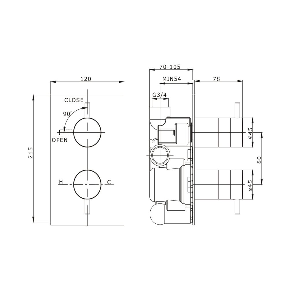 Crosswater Kai Lever Concealed Thermostatic Shower Valve