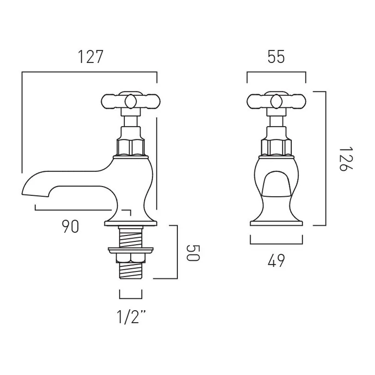Booth & Co Axbridge Traditional Crosshead Basin Pillar Taps
