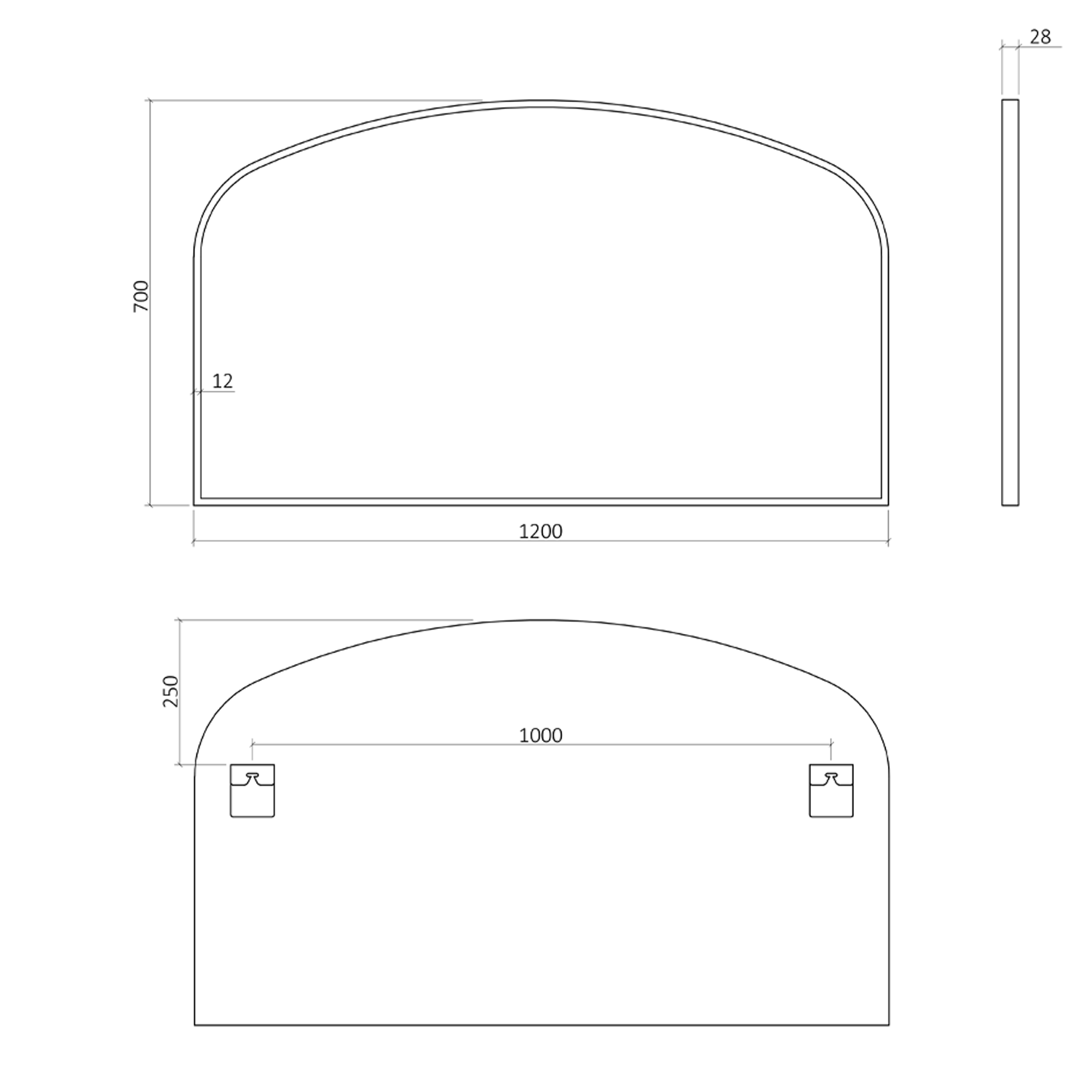 Origins Living Delphine Overmantle Arched Mirror - 1200 x 700mm