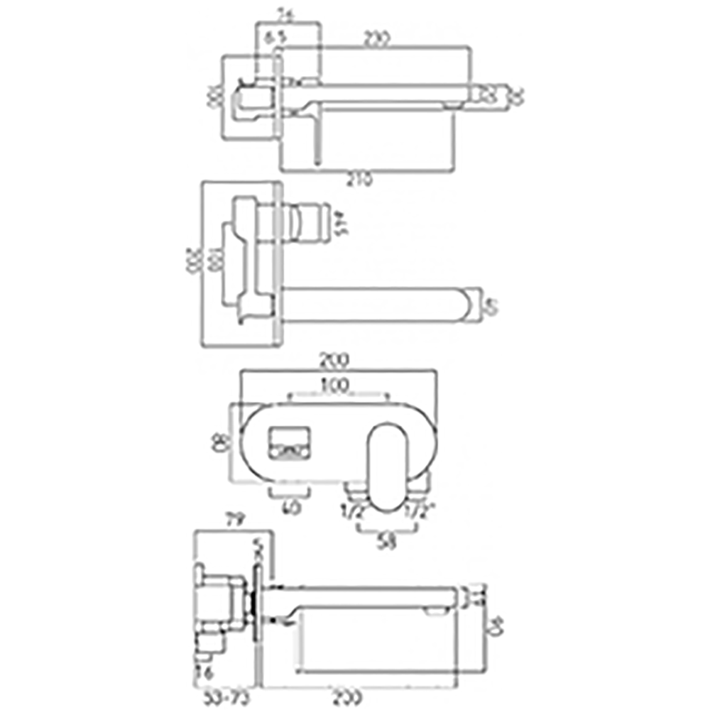 Vado Life Wall Mounted Basin Mixer Tap