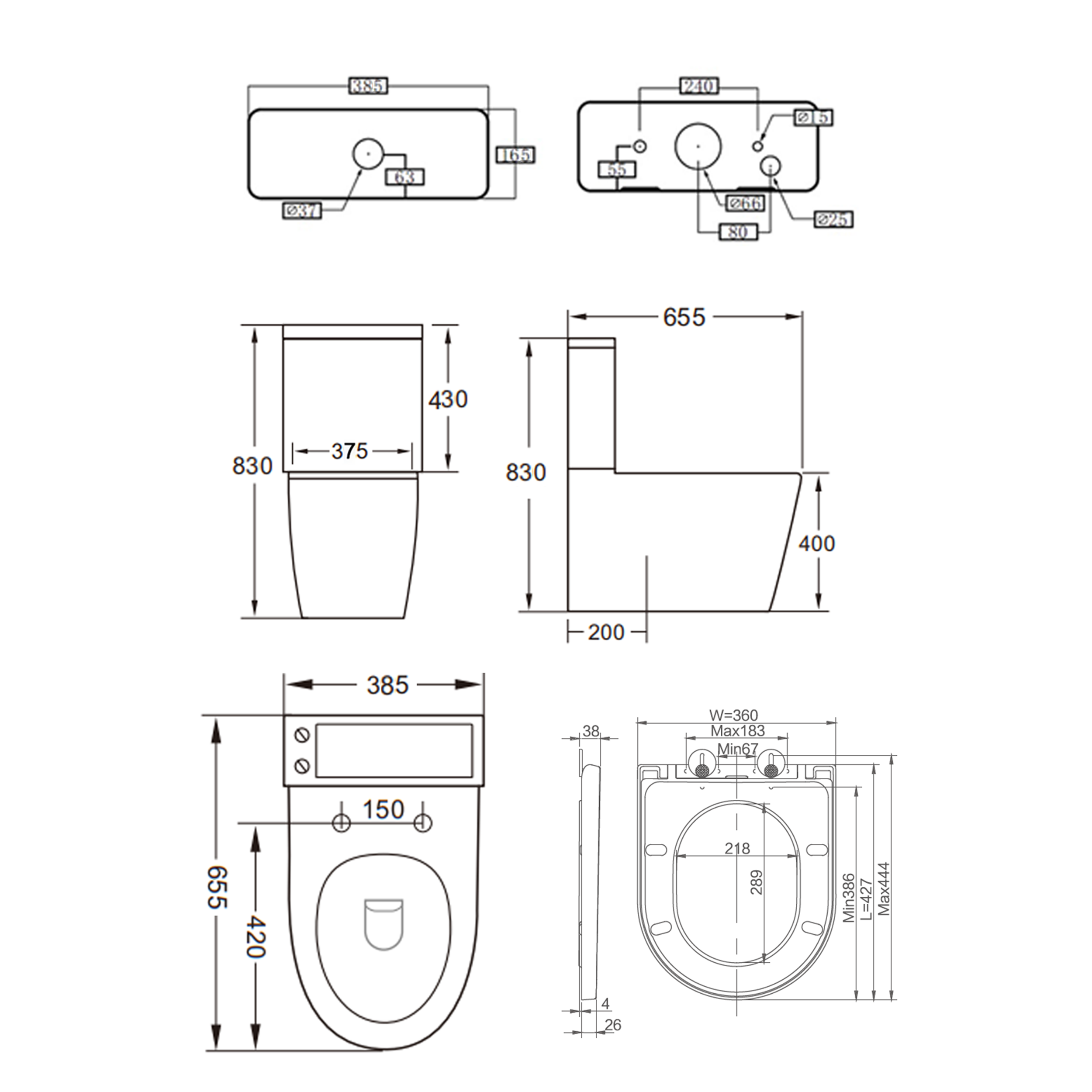 Harbour Clarity Rimless Back to Wall Close Coupled Toilet & Soft Close Seat
