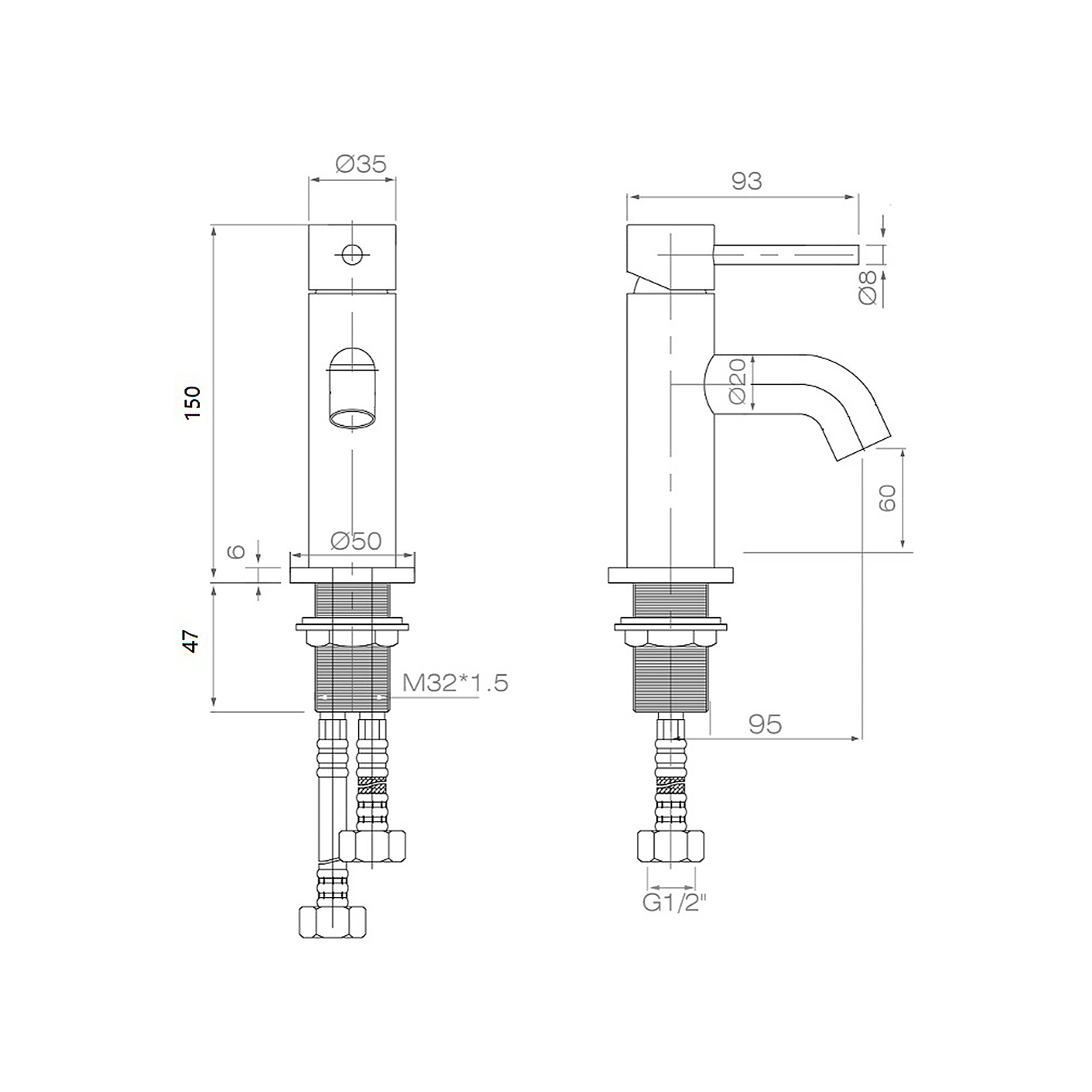 Harbour Clarity Mini Mono Basin Mixer Tap & Waste - Brushed Brass