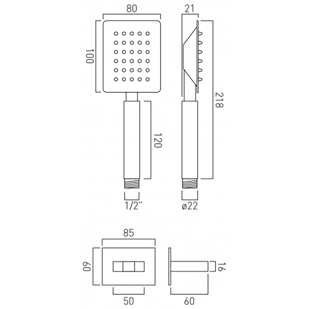 Vado Aquablade Square Mini Shower Kit with Integrated Wall Outlet