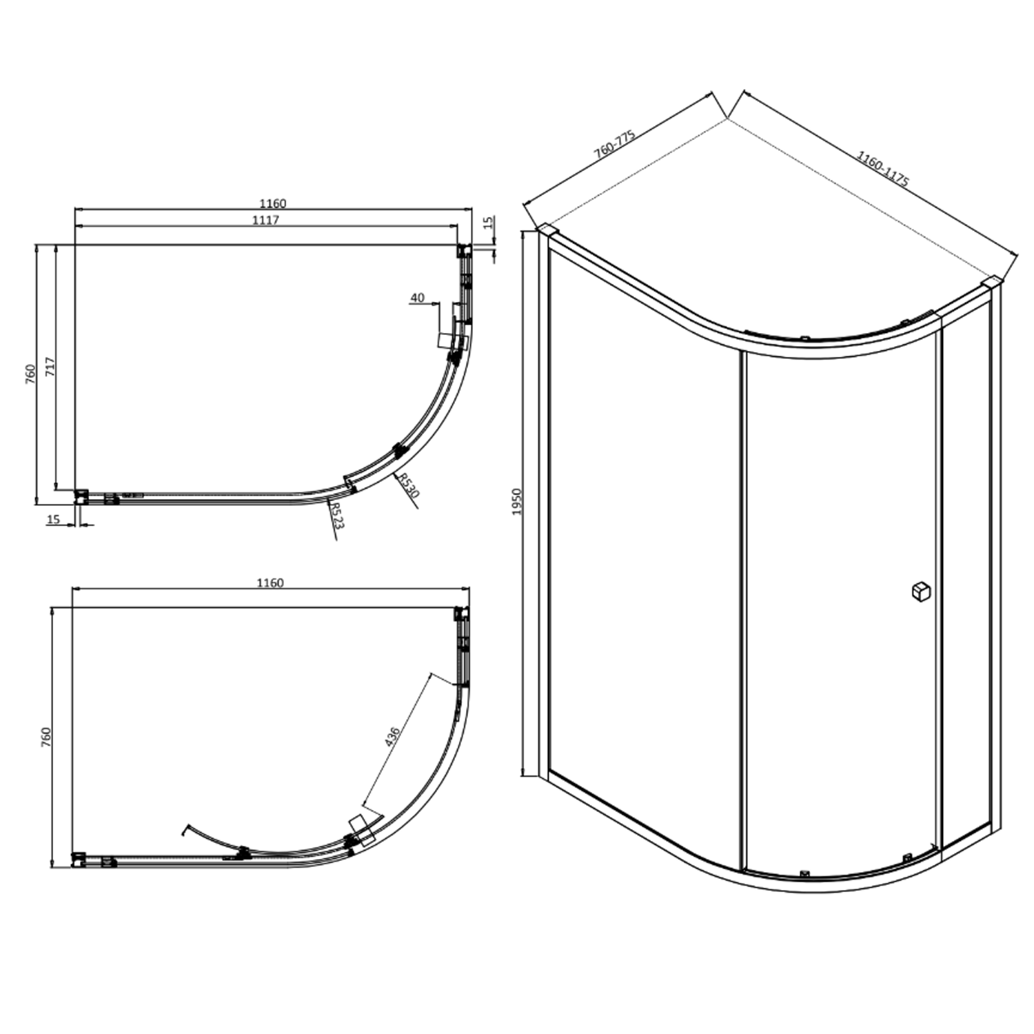 Crosswater Clear 6 6mm Matt Black Sliding Single Door Offset Quadrant Shower Enclosure