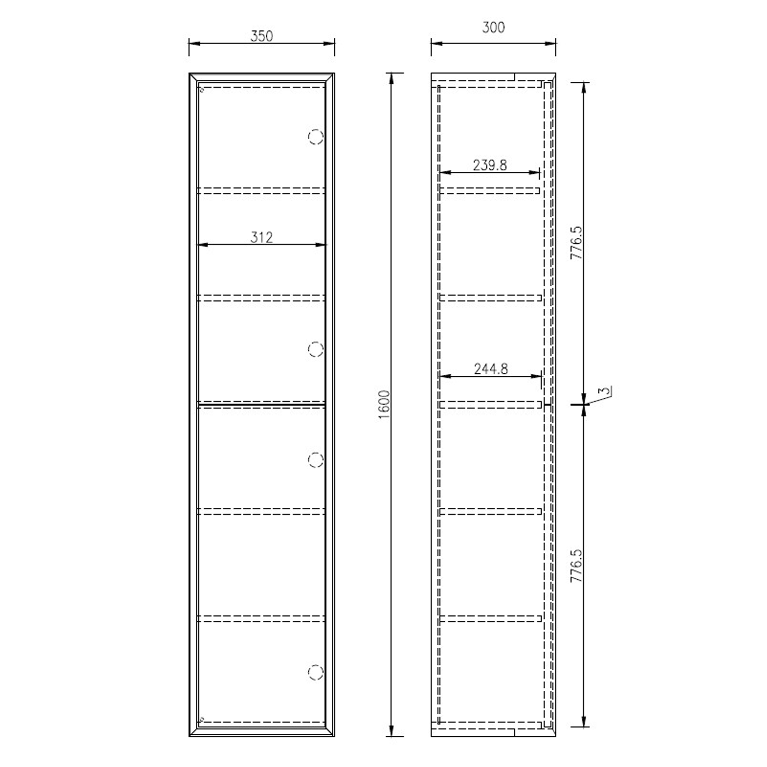Oslo 1600mm Tall Wall Mounted Storage Unit