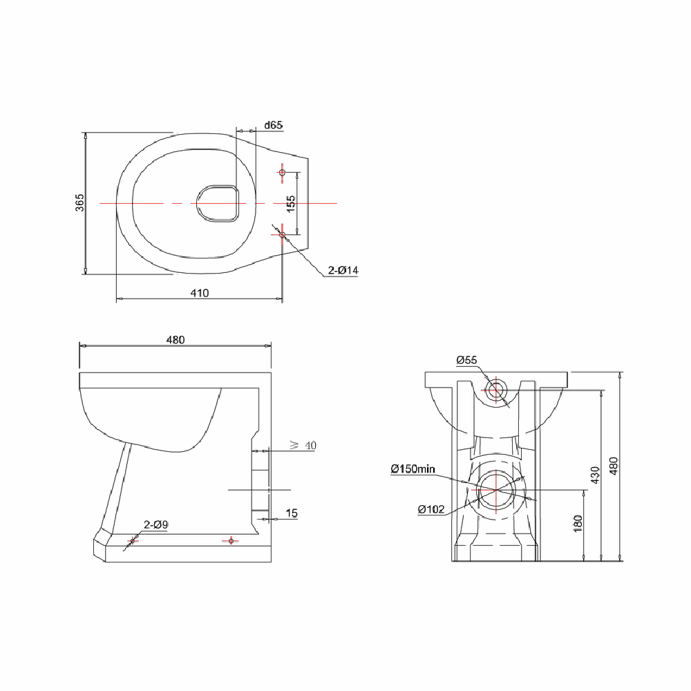 Burlington Comfort Height Regal Back to Wall Toilet (Excluding Seat)