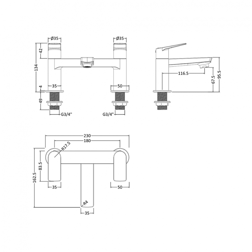 Hudson Reed Drift Round Deck Mounted Bath Filler Tap