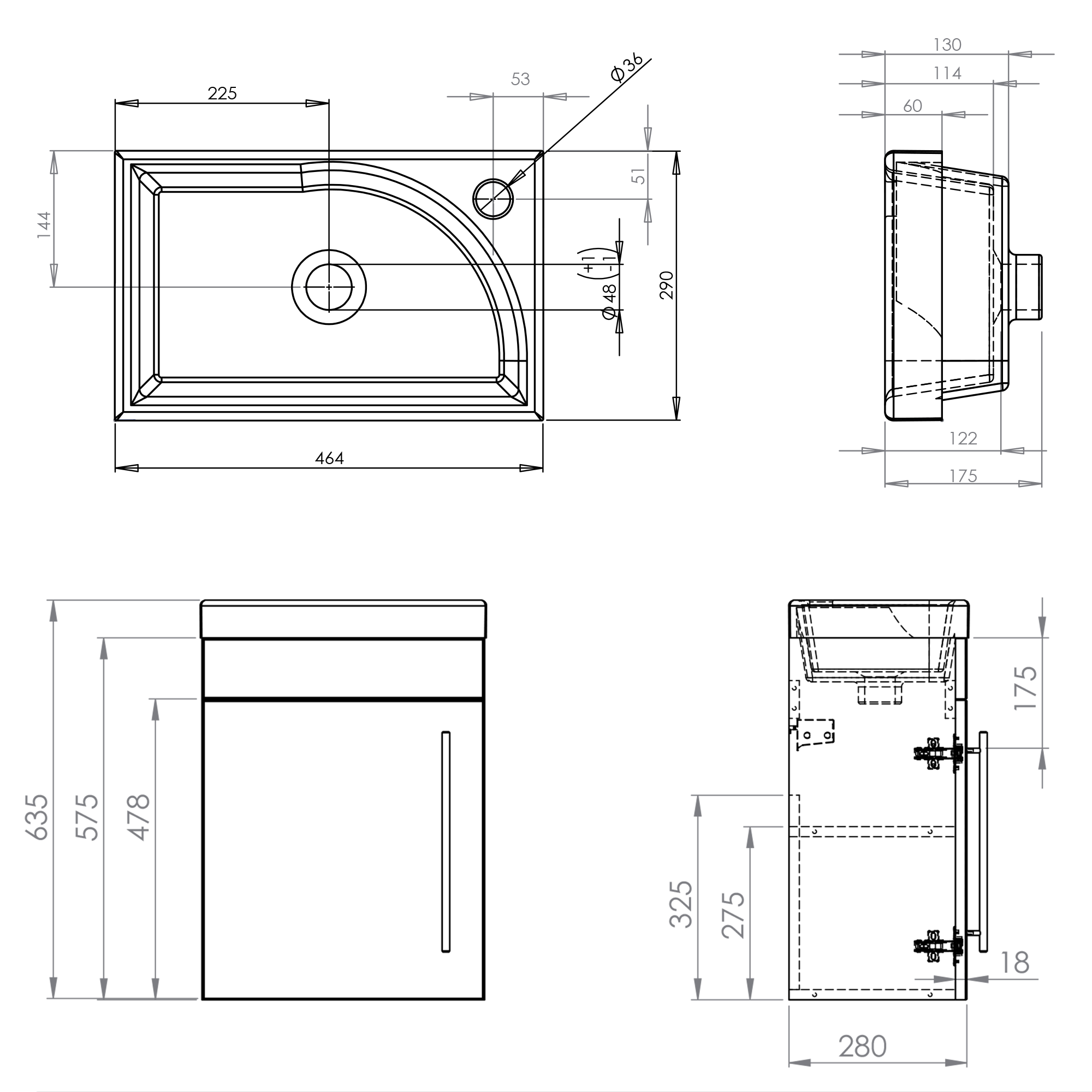 Roper Rhodes Esta Wall Mounted Cloakroom Vanity Unit