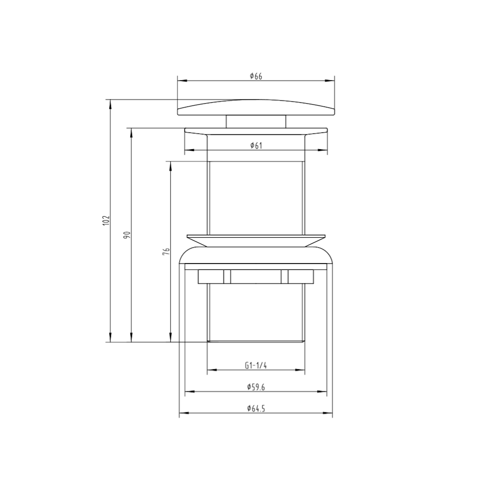 Vellamo Matt Black Unslotted Clicker Basin Waste