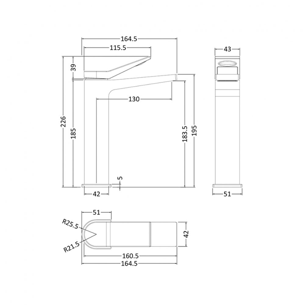 Hudson Reed Soar Square Tall Basin Mixer Tap & Waste