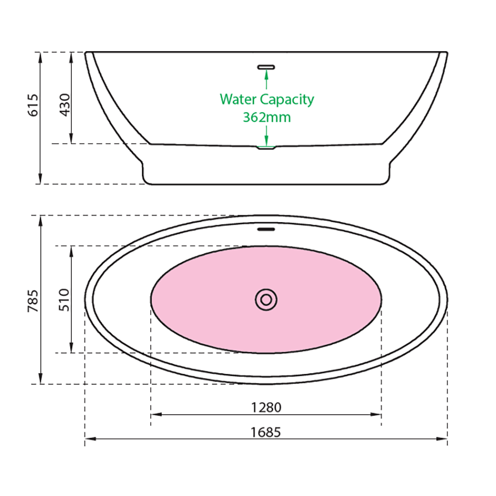 Charlotte Edwards Shard Freestanding Bath - 1685 x 785mm