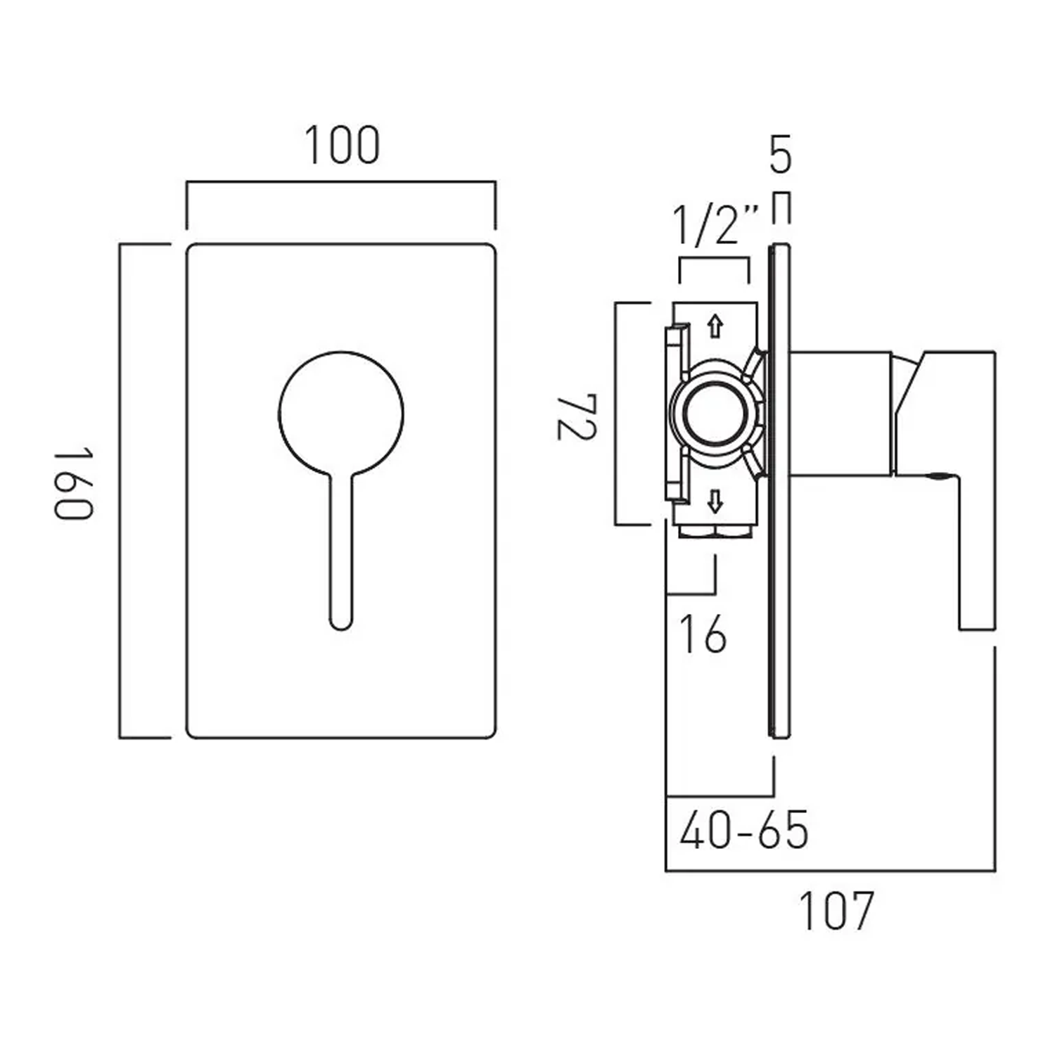 Vado Individual Edit 1 Outlet Concealed Single Lever Manual Shower Valve