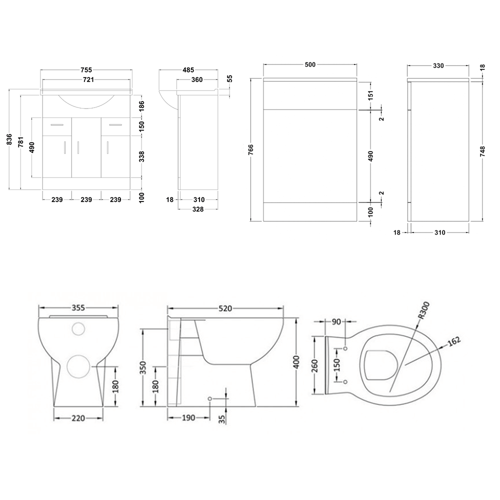 Vellamo Alpine 1250mm 3 Door Furniture Suite with Back to Wall Toilet & Concealed Cistern - Gloss White