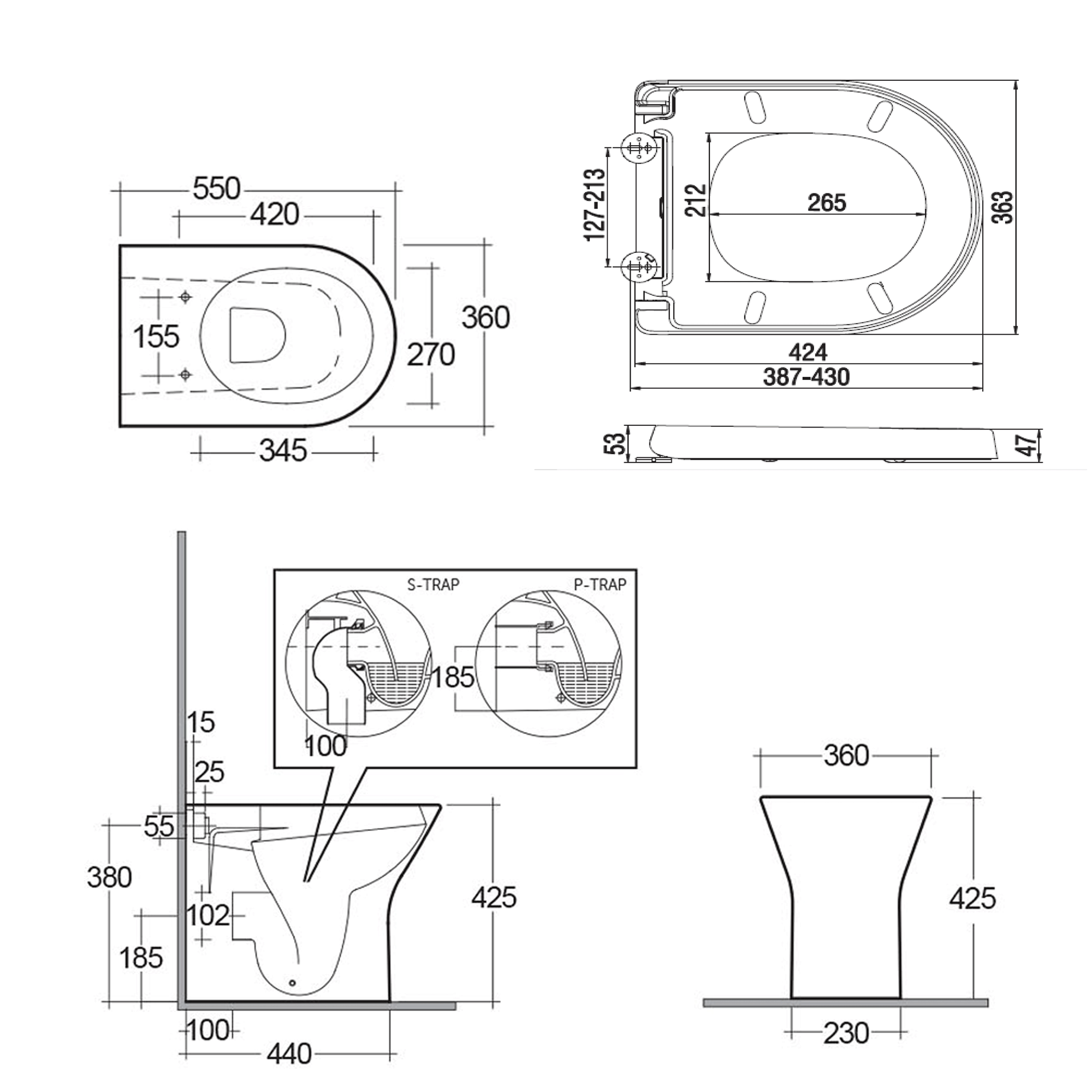 RAK Resort Comfort Height Rimless Back to Wall Toilet with Soft Close Seat