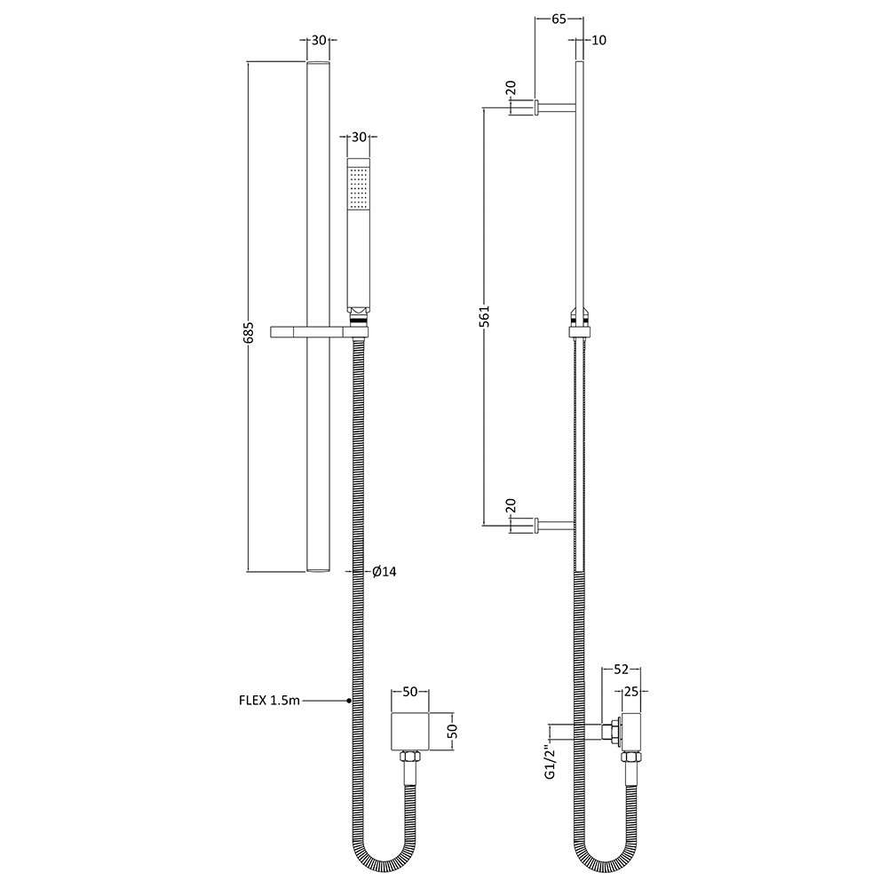 Hudson Reed Slider Rail Kit & Outlet Elbow
