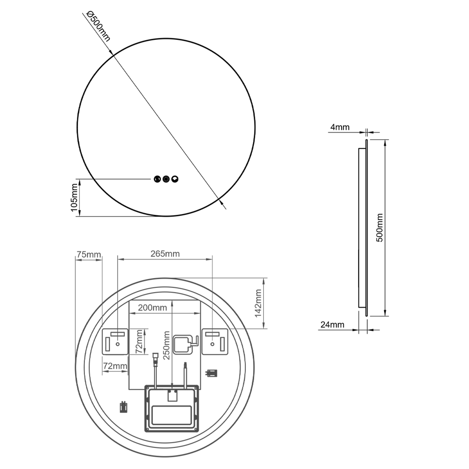 Origins Living Claris Round LED Illuminated Mirror with Demister Pad & Colour Change Lights