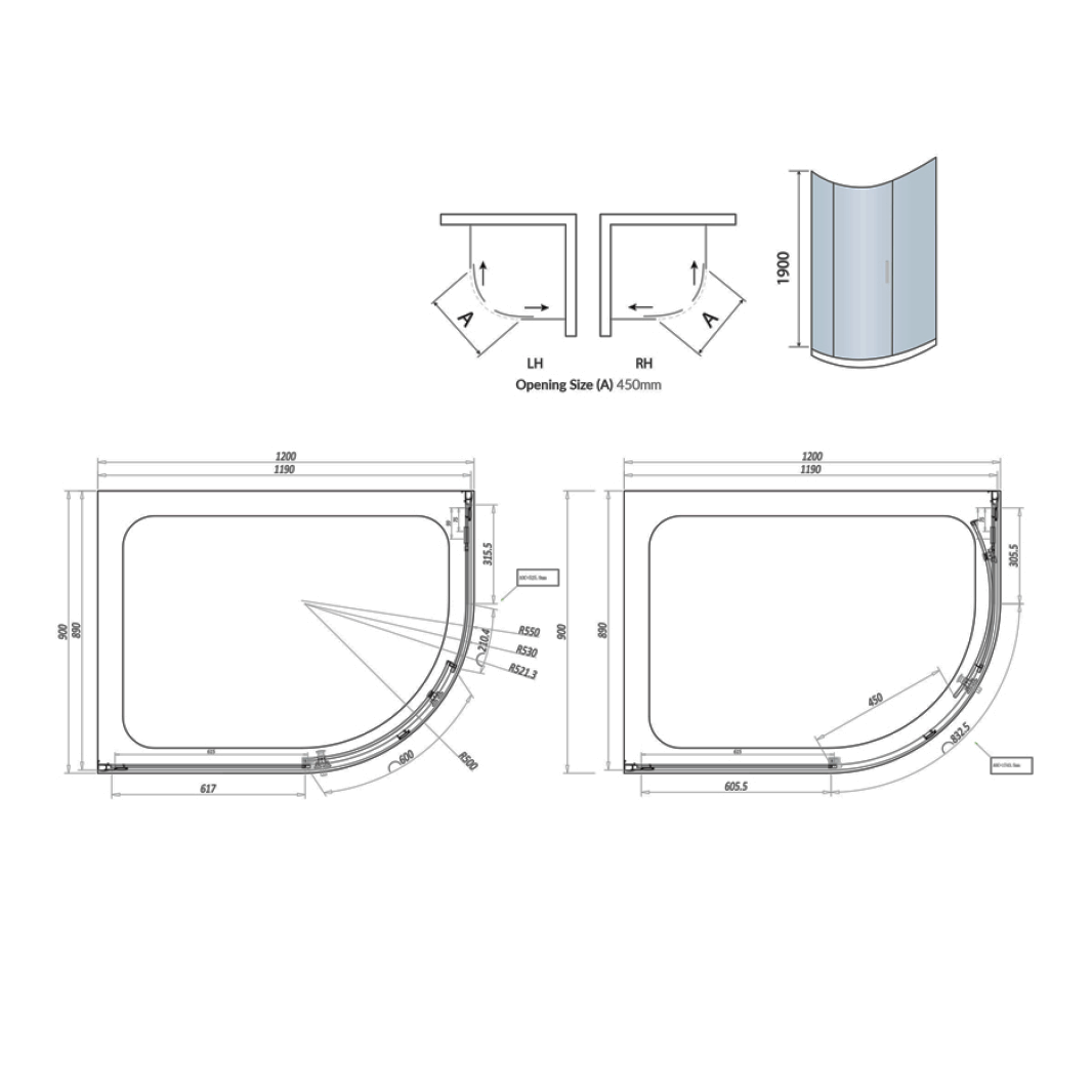 Harbour i8 Easy Clean 8mm 1-Door Quadrant Shower Enclosure