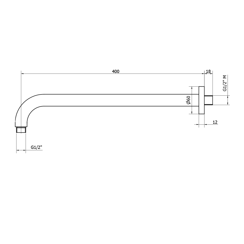 Crosswater Union 400mm Wall Mounted Shower Arm - Brushed Brass