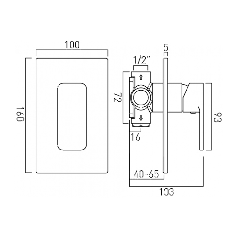 Vado Phase Concealed Manual Shower Valve - 1 Outlet
