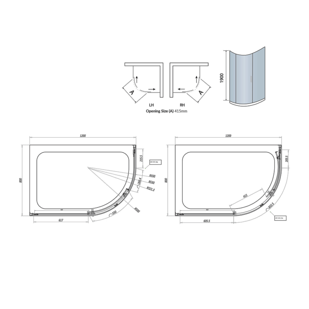 Harbour i8 Easy Clean 8mm 1-Door Quadrant Shower Enclosure
